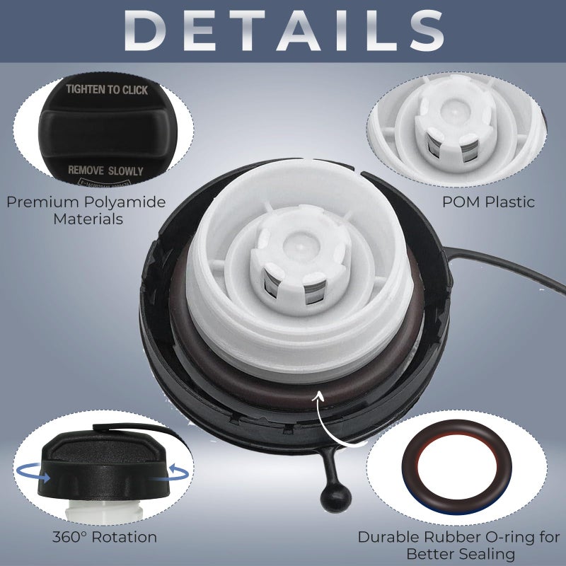 Anleecap Gas Cap Fuel Cap For Honda 2005-2007 Accord 2005-2006 CRV 2011-2014 CR-Z 2005-2010 Odyssey 2006-2011 Element 2005-2008 Pilot 2006-2009 S2000 Ridgeline  For Acura MDX RSX TL TSX 17670-SHJ-A31 - Image 3